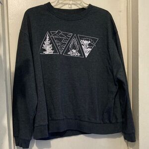 Women's Charcoal Graphic Crewneck Sweater This is a sweatshirt.